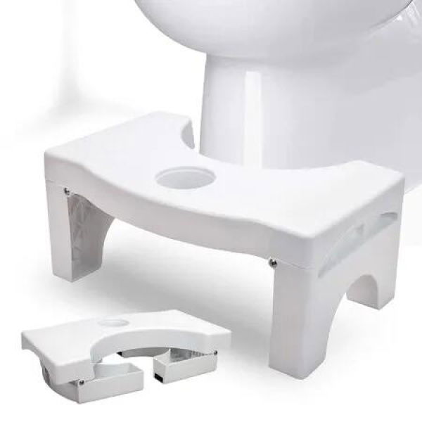 Foldable Toilet Potty Stool,7 Heavy Duty Plastic Portable Squatting Poop Foot Stool with Freshener Space,Bathroom Non-Slip Toilet Assistance Step Stool