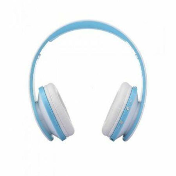 Foldable Wireless Bluetooth Stereo Headset Handsfree Headphones Mic For IPhone IPad PC White And Blue