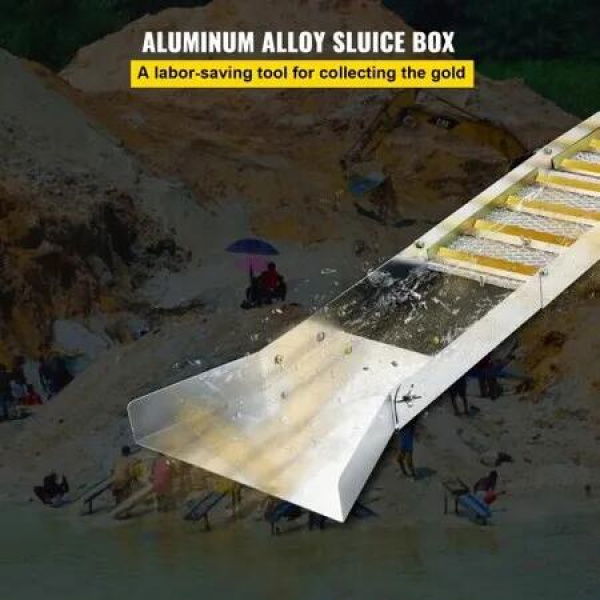 Folding Aluminum Alloy Sluice Box, Compact 50' Sluice Boxes for Gold, Lightweight Gold Sluice Equipment, Portable Sluice Boxes with Miner's Moss, River, Creek, Gold Panning, Prospecting, Dredg