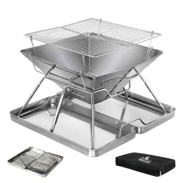 Folding BBQ Portable Charcoal Grill 2-IN-1