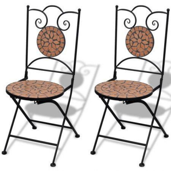 Folding Bistro Chairs 2 Pcs Ceramic Terracotta