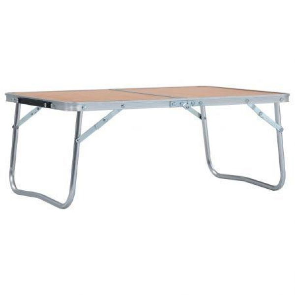 Folding Camping Table Brown Aluminium 60x40 Cm