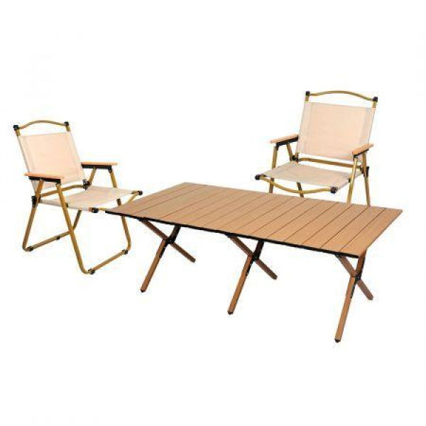 Folding Camping Table Chair Set Oak