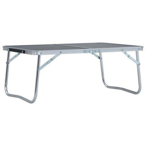 Folding Camping Table Grey Aluminium 60x40 Cm