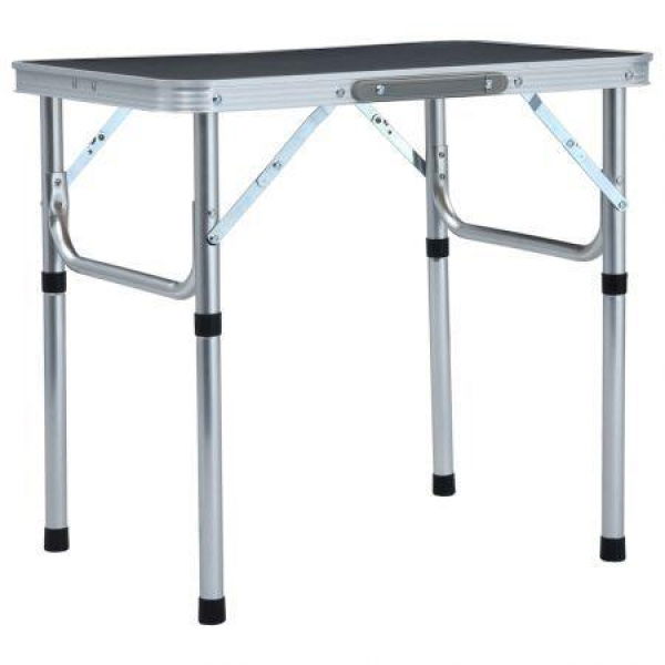 Folding Camping Table Grey Aluminium 60x45 Cm