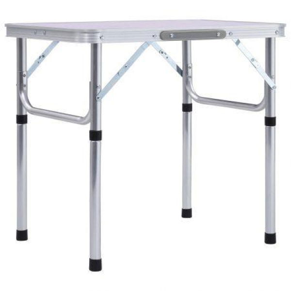 Folding Camping Table White Aluminium 60x45 Cm