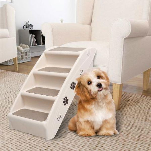 Folding Dog Stairs Cream 62x40x49.5 Cm