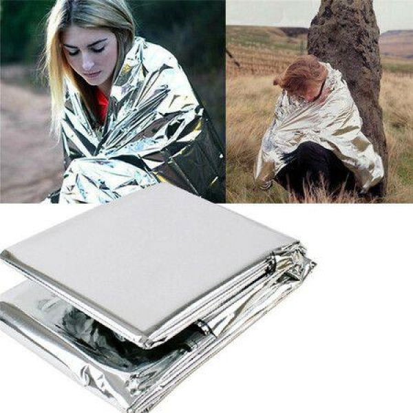 Folding Emergency Thermal Blanket Outdoor Waterproof 210cm*160cm Silver Survival Rescue Shelter Outdoor Camping Keep Warm.