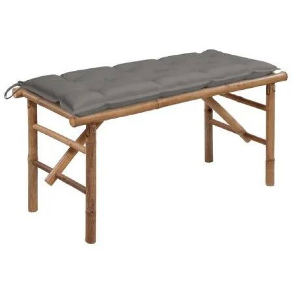 Folding Garden Bench with Cushion 118 cm Bamboo