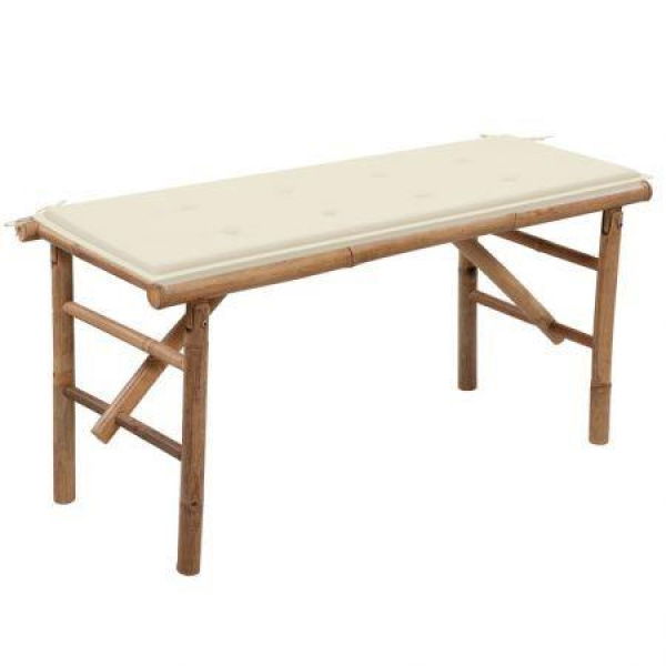 Folding Garden Bench With Cushion 118 Cm Bamboo