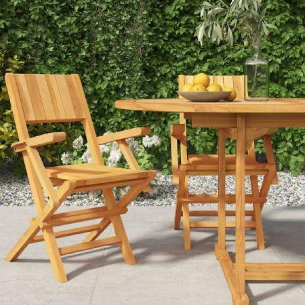 Folding Garden Chairs 2 Pcs 55x61x90 Cm Solid Wood Teak