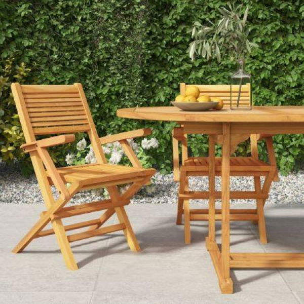 Folding Garden Chairs 2 Pcs 55x62x90 Cm Solid Wood Teak