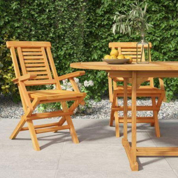 Folding Garden Chairs 2 Pcs 56x63x90 Cm Solid Wood Teak