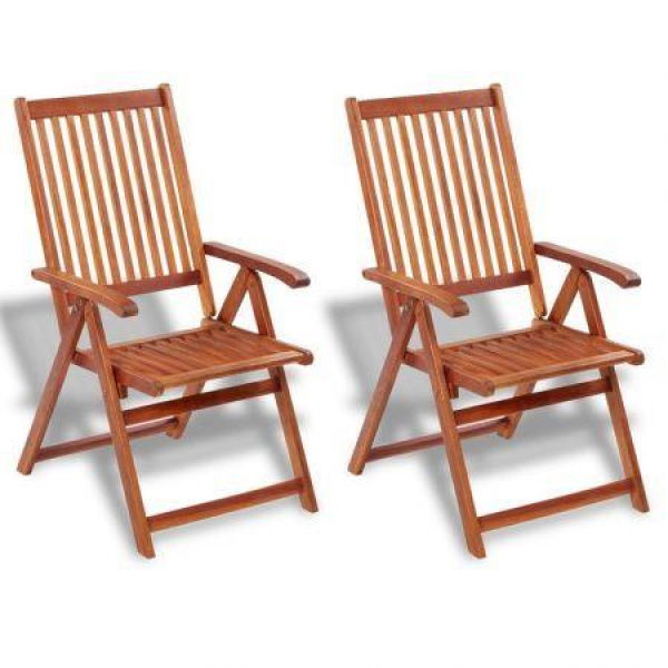 Folding Garden Chairs 2 Pcs Solid Acacia Wood Brown