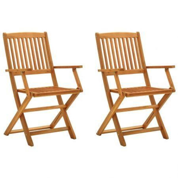 Folding Garden Chairs 2 Pcs Solid Eucalyptus Wood