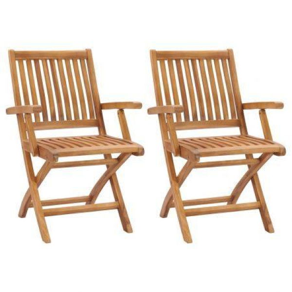 Folding Garden Chairs 2 Pcs Solid Teak Wood