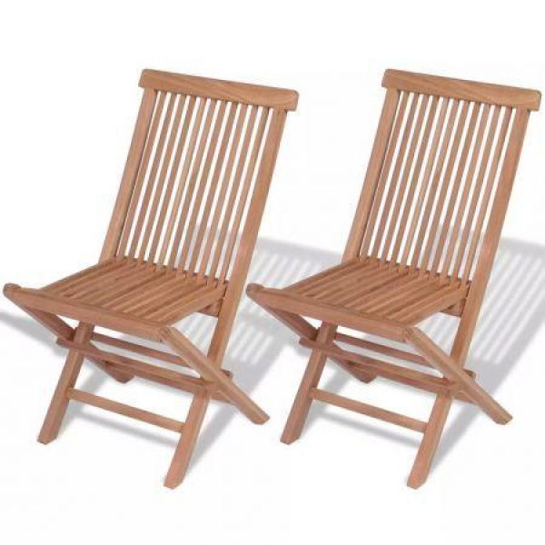 Folding Garden Chairs 2 Pcs Solid Teak Wood