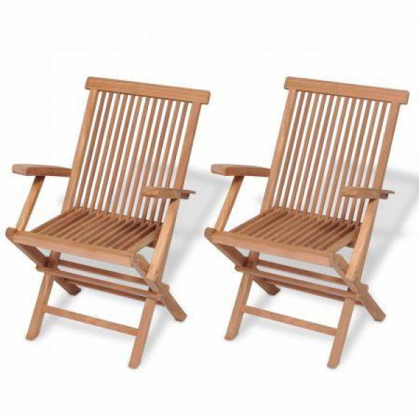 Folding Garden Chairs 2 Pcs Solid Teak Wood