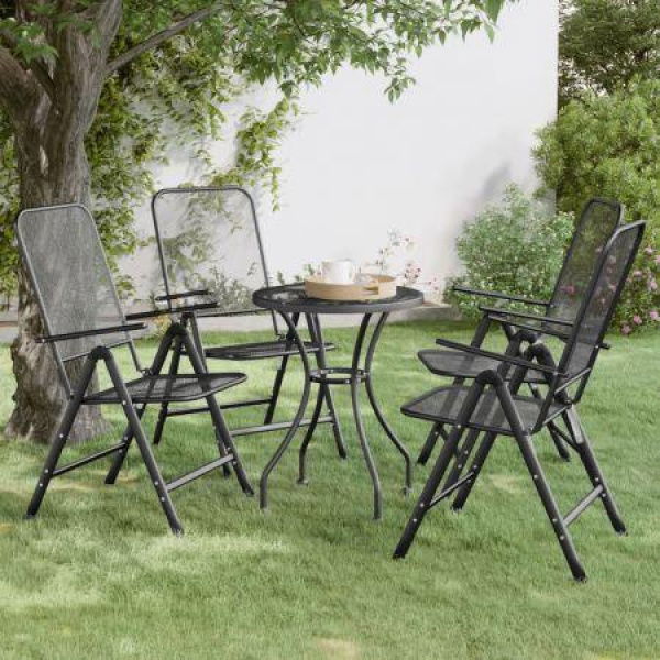 Folding Garden Chairs 4 Pcs Expanded Metal Mesh Anthracite