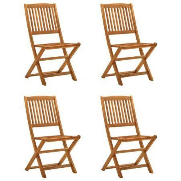 Folding Garden Chairs 4 Pcs Solid Eucalyptus Wood