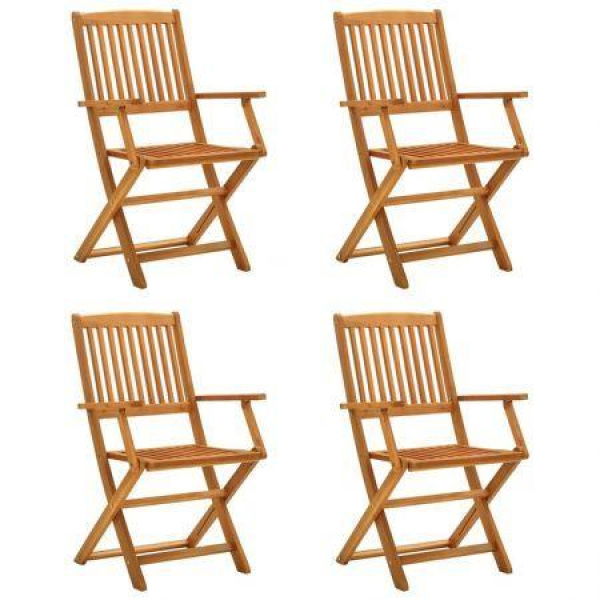 Folding Garden Chairs 4 Pcs Solid Eucalyptus Wood