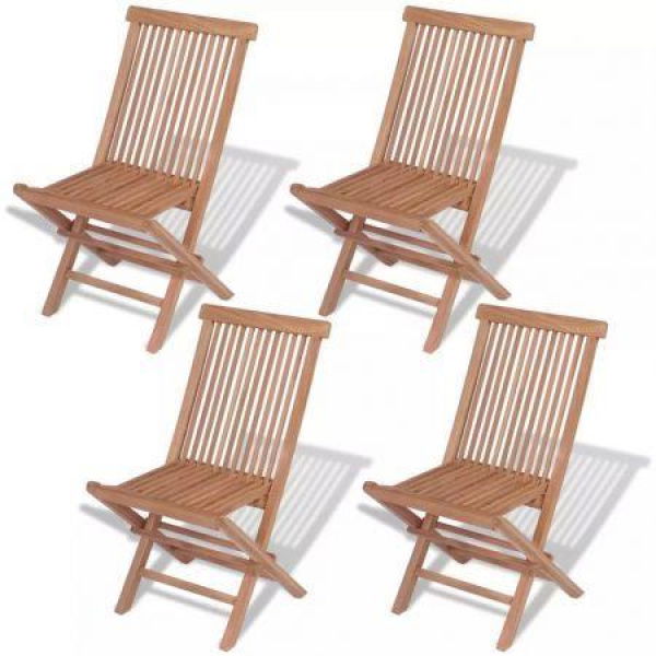 Folding Garden Chairs 4 Pcs Solid Teak Wood