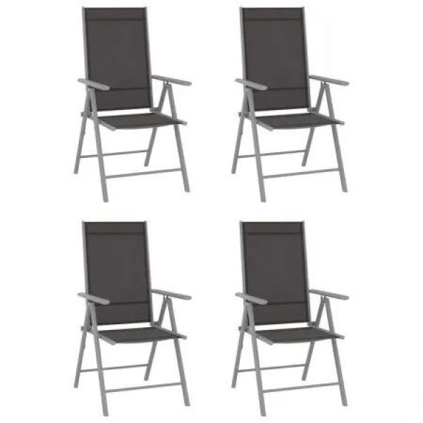 Folding Garden Chairs 4 pcs Textilene Black