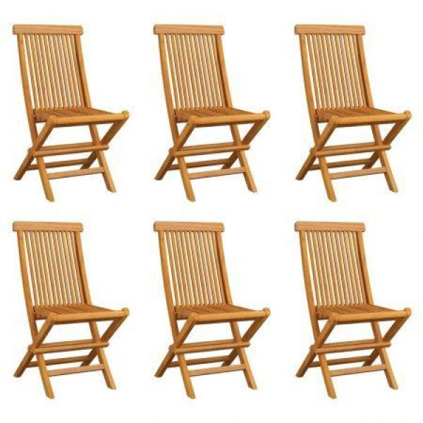 Folding Garden Chairs 6 Pcs Solid Teak Wood