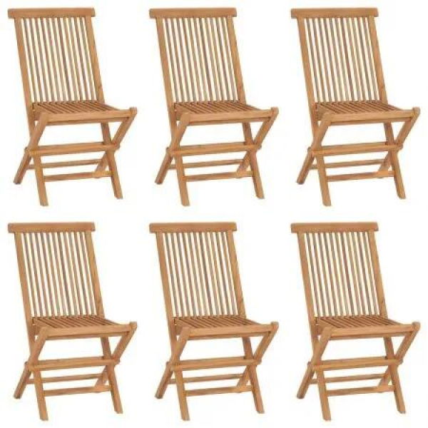 Folding Garden Chairs 6 pcs Solid Wood Teak