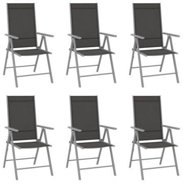 Folding Garden Chairs 6 Pcs Textilene Black