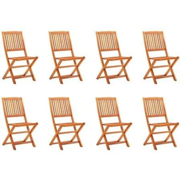 Folding Garden Chairs 8 pcs Solid Eucalyptus Wood