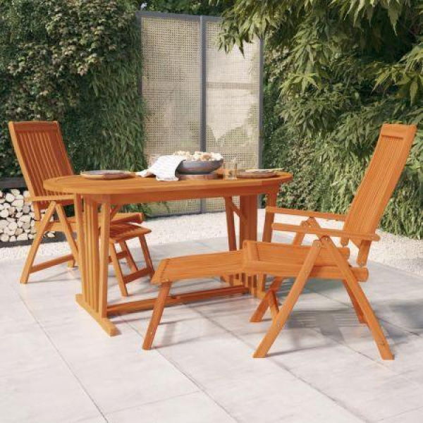 Folding Garden Chairs With Footrests 2 Pcs Solid Wood Eucalyptus