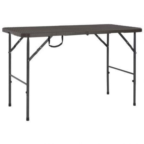 Folding Garden Table Brown 120x60x74 Cm HDPE Rattan Look