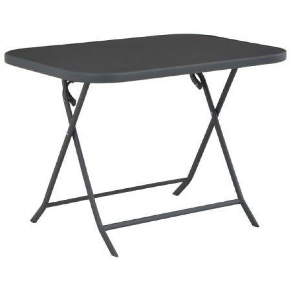 Folding Garden Table Grey 100x75x72 Cm Glass And Steel