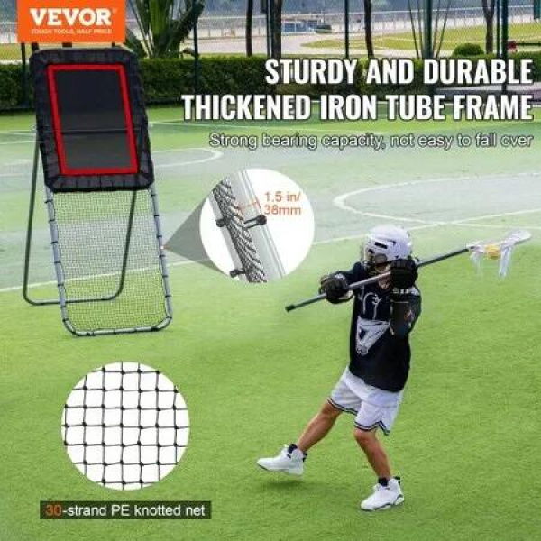 Folding Lacrosse Rebounder for Backyard 3x8 Ft Volleyball Bounce Back Net Pitchback Throwback Baseball Softball Return Training Screen Adjustable Angle