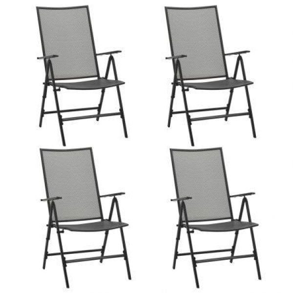 Folding Mesh Chairs 4 Pcs Steel Anthracite