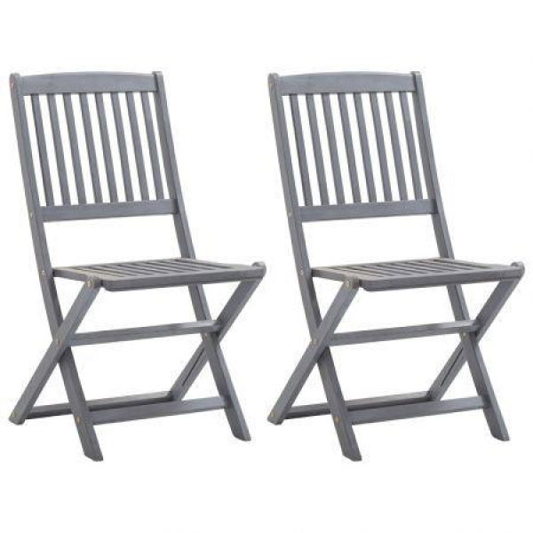 Folding Outdoor Chairs 2 Pcs Solid Acacia Wood