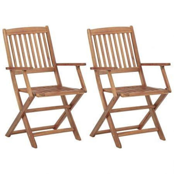 Folding Outdoor Chairs 2 Pcs Solid Acacia Wood