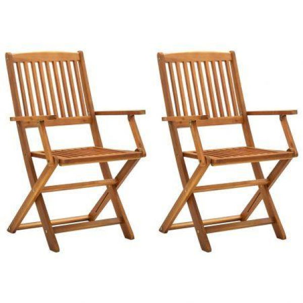 Folding Outdoor Chairs 2 Pcs Solid Acacia Wood