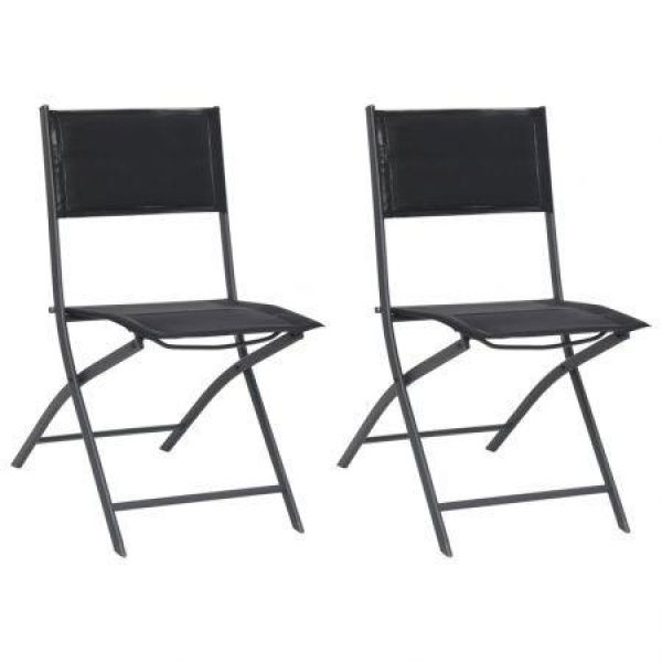 Folding Outdoor Chairs 2 Pcs Steel And Textilene