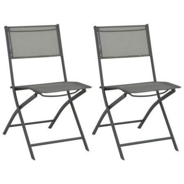 Folding Outdoor Chairs 2 Pcs Steel And Textilene