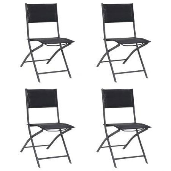 Folding Outdoor Chairs 4 Pcs Steel And Textilene