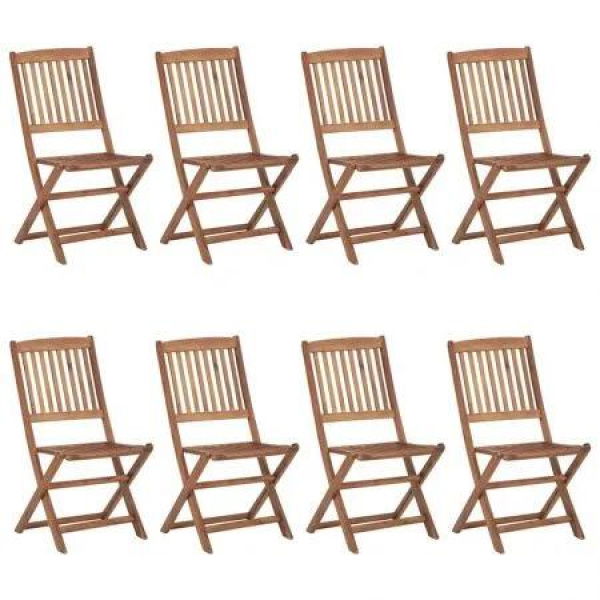 Folding Outdoor Chairs 8 pcs Solid Acacia Wood