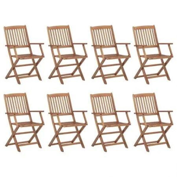 Folding Outdoor Chairs 8 pcs Solid Wood Acacia