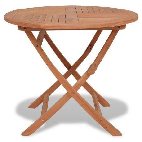 Folding Outdoor Dining Table Solid Teak Round 85x76 Cm