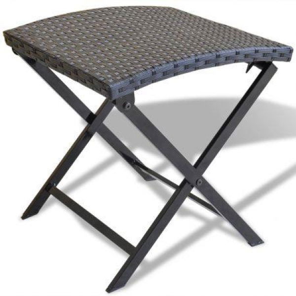 Folding Stool Poly Rattan Black