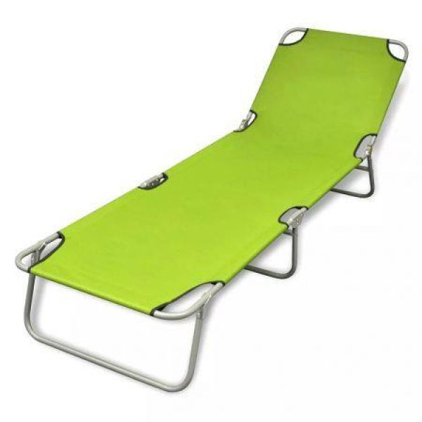 Folding Sun Lounger Powder-coated Steel Apple Green