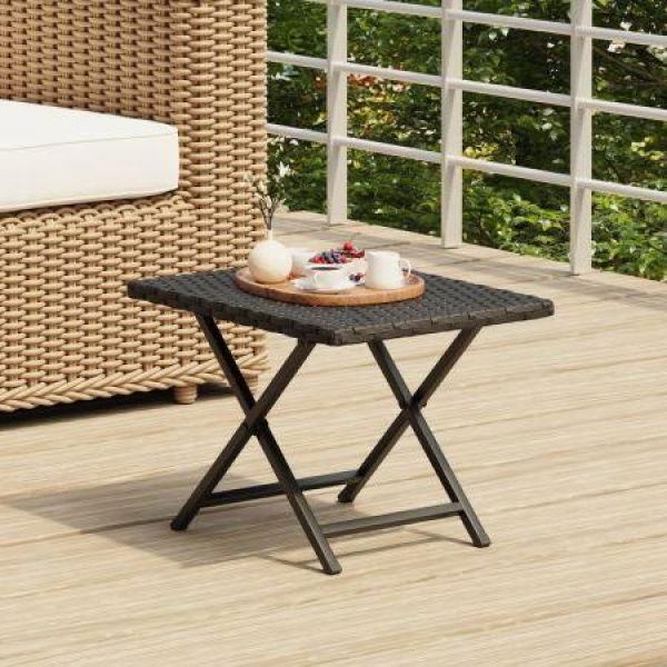 Folding Table Black 45x35x32 Cm Poly Rattan