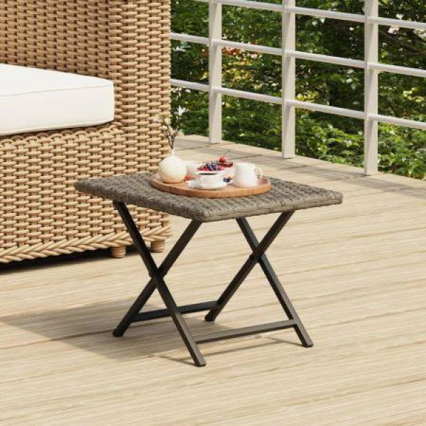 Folding Table Grey 45x35x32 Cm Poly Rattan