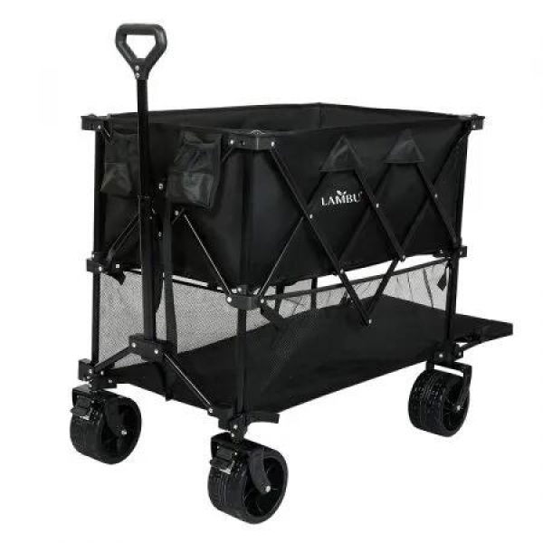 Folding Wagon Cart Double Shelves